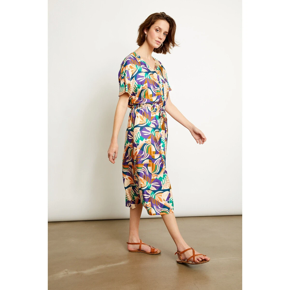 Robe Droite Imprimé, Longueur Midi, 3/4 PRADO 2 Robe Droite Imprimé, Longueur Midi, 3/4 PRADO – Image 2