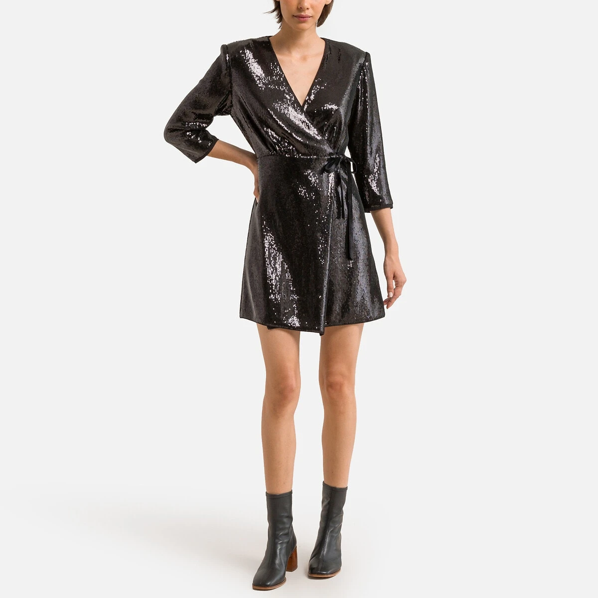 Suncoo Robe Courte à Sequins, Manches 3/4, Col V CLIFF 2 Suncoo Robe Courte à Sequins, Manches 3/4, Col V CLIFF – Image 2