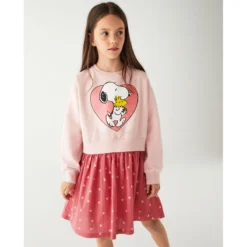 Robe Effet Deux Pièces à Imprimé Snoopy -Velousia Soldes Boutique b56b1c7f641922b229e3a173aa850230