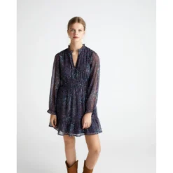 Robe Courte Mousseline à Encolure En V -Velousia Soldes Boutique bc221eff6ad1207ebe775045fbda1dcf