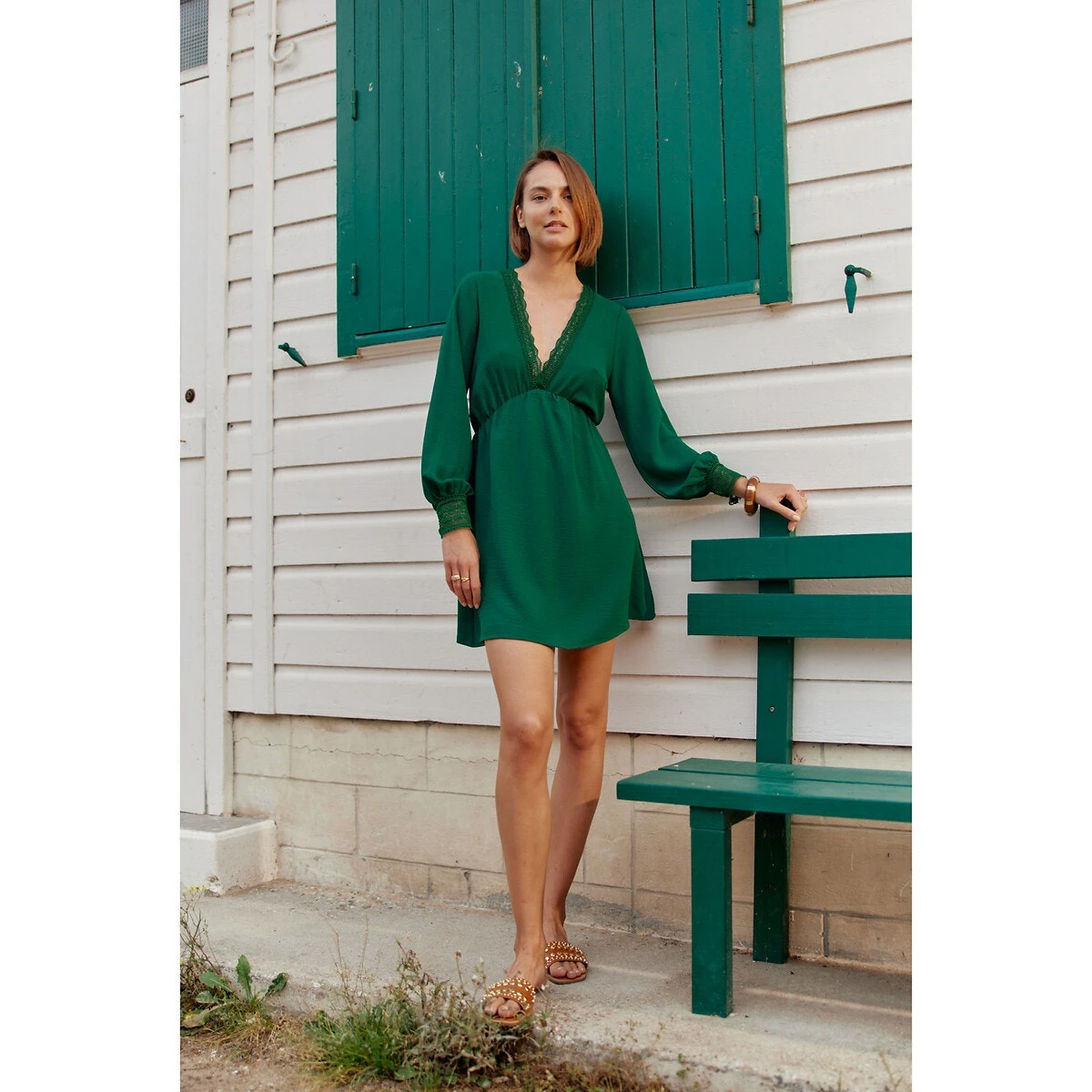 LA PETITE ETOILE Robe EVANGELINE Courte, Manches Longues, Col V 4 LA PETITE ETOILE Robe EVANGELINE Courte, Manches Longues, Col V – Image 4