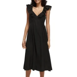 Scotch And Soda Robe Longue Volanté à Bretelles