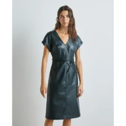 Robe Midi à Manches Courtes -Velousia Soldes Boutique d2747816af192403aefac56d10144830