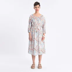 Robe Midi Coton, Ceinture Corde, 1/2 Manche