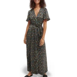 Scotch And Soda Robe Longue Imprimée Ceinturée