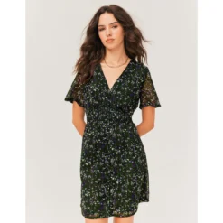 Robe Courte Imprimée En Polyester Recyclé