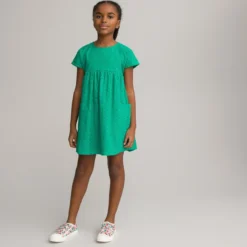 Robe Manches Courtes En Broderie Anglaise