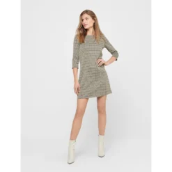 ONLY Robe Courte à Carreaux, Manches 3/4 -Velousia Soldes Boutique db5cd1eba65f2722be690a848730fb8d