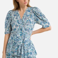 Suncoo Robe Courte Imprimée à Volants Cira -Velousia Soldes Boutique dce122c138cc83dc129cd8ccbde7992e