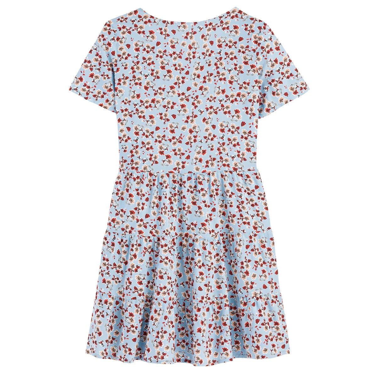 Robe Fluide à Manches Courtes, Imprimé Fleurs 3 Robe Fluide à Manches Courtes, Imprimé Fleurs – Image 3