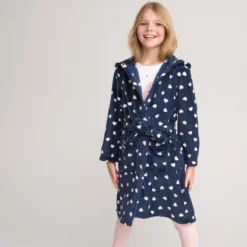 Robe De Chambre à Capuche En Polaire Imprimé Cœur