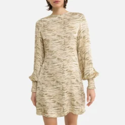 Robe Droite Imprimée Courte, Manches Blousantes