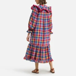 Robe Ample à Carreaux Multicolores Et Volants -Velousia Soldes Boutique e44548dfd659f4dea53451145dfeba51