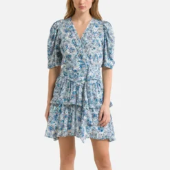 Suncoo Robe Courte Imprimée à Volants Cira