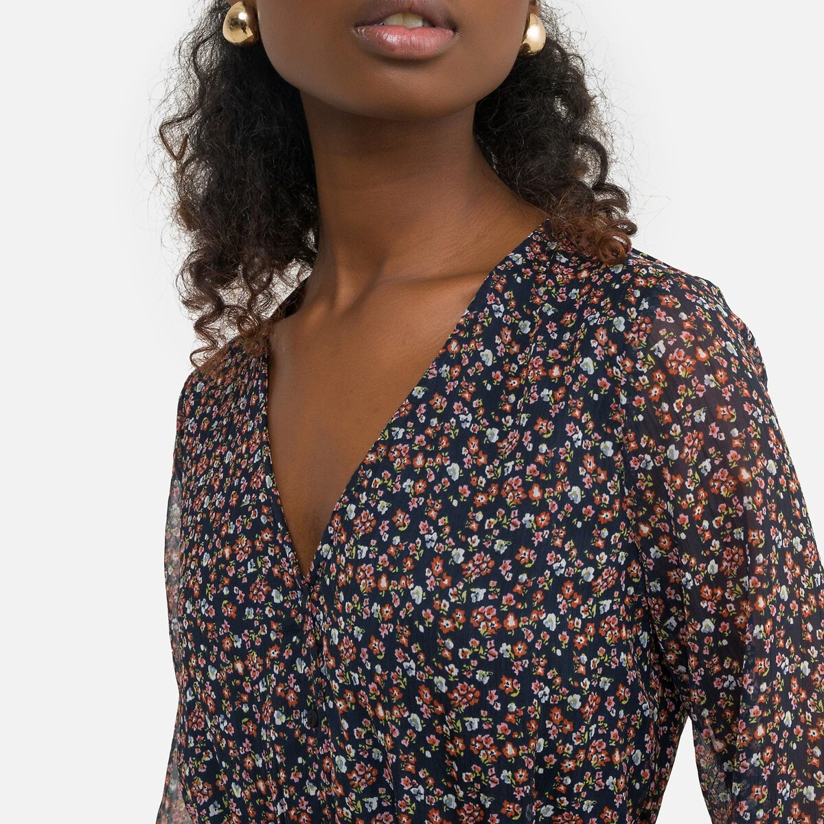 ONLY Robe Courte Fleurie, Col V 3 ONLY Robe Courte Fleurie, Col V – Image 3