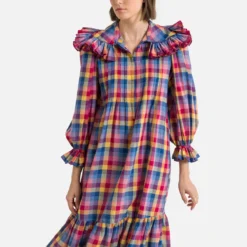 Robe Ample à Carreaux Multicolores Et Volants -Velousia Soldes Boutique f23732a067d3a2f0a0f8721c8af9fb30