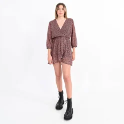 Robe En Voile Imprimée Effet Cache-cœur -Velousia Soldes Boutique f9d74a1f84df5571526a4f6e95d3922b