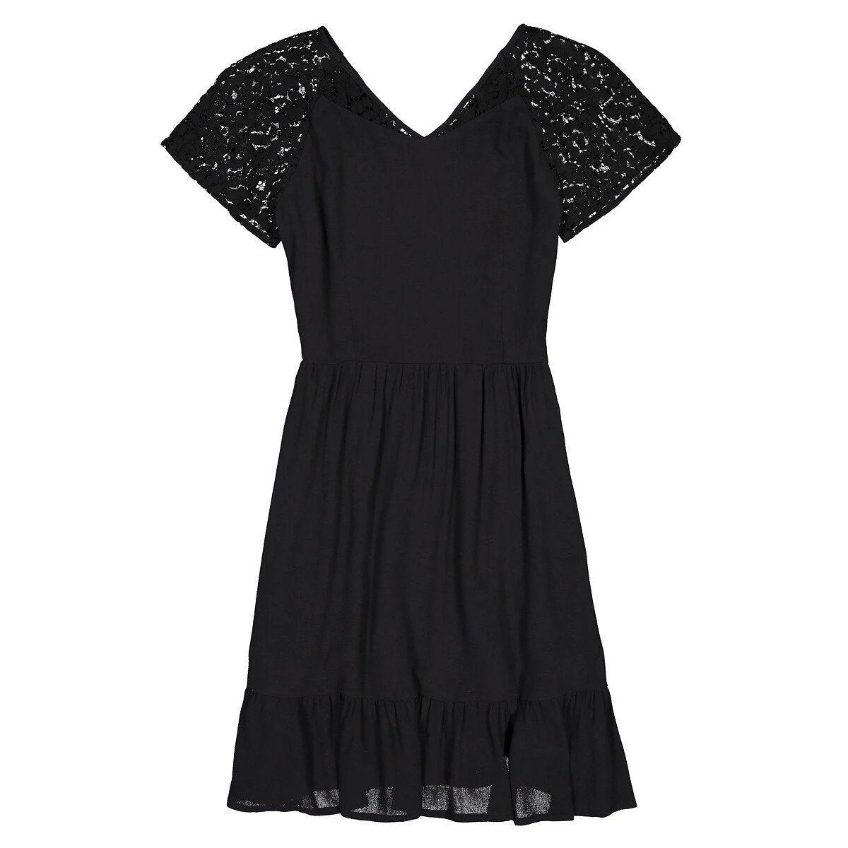 Robe Noire Manches Courtes En Dentelle 3 Robe Noire Manches Courtes En Dentelle – Image 3